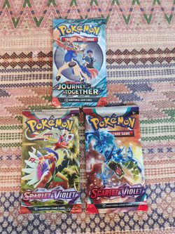 Pokémon 2 Scarlet & Violet and 1 Journey Together sealed booster packs