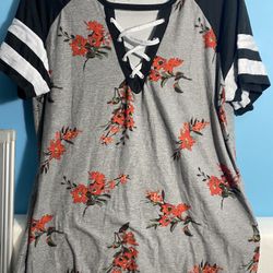 Women’s Floral Lace Up Top