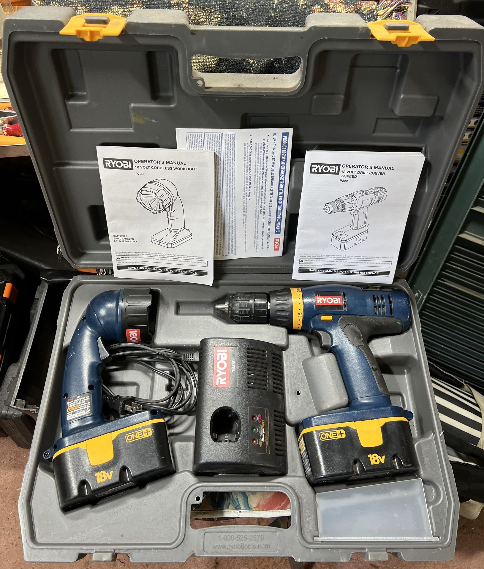 Ryobi Drill, Light And Charger Combination Case