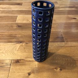 12” Blue Ceramic Candle Holder