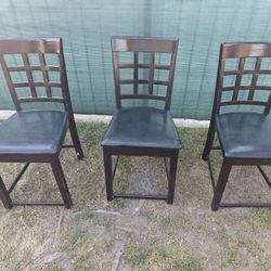 3 Dark Wood Dining Chairs