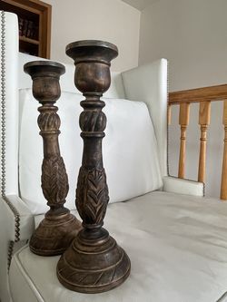 wooden candle holders.