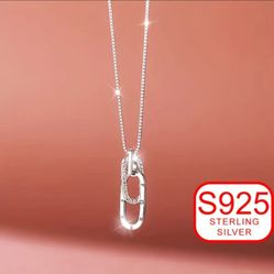 Sterling Silver Paper Clip Necklace 