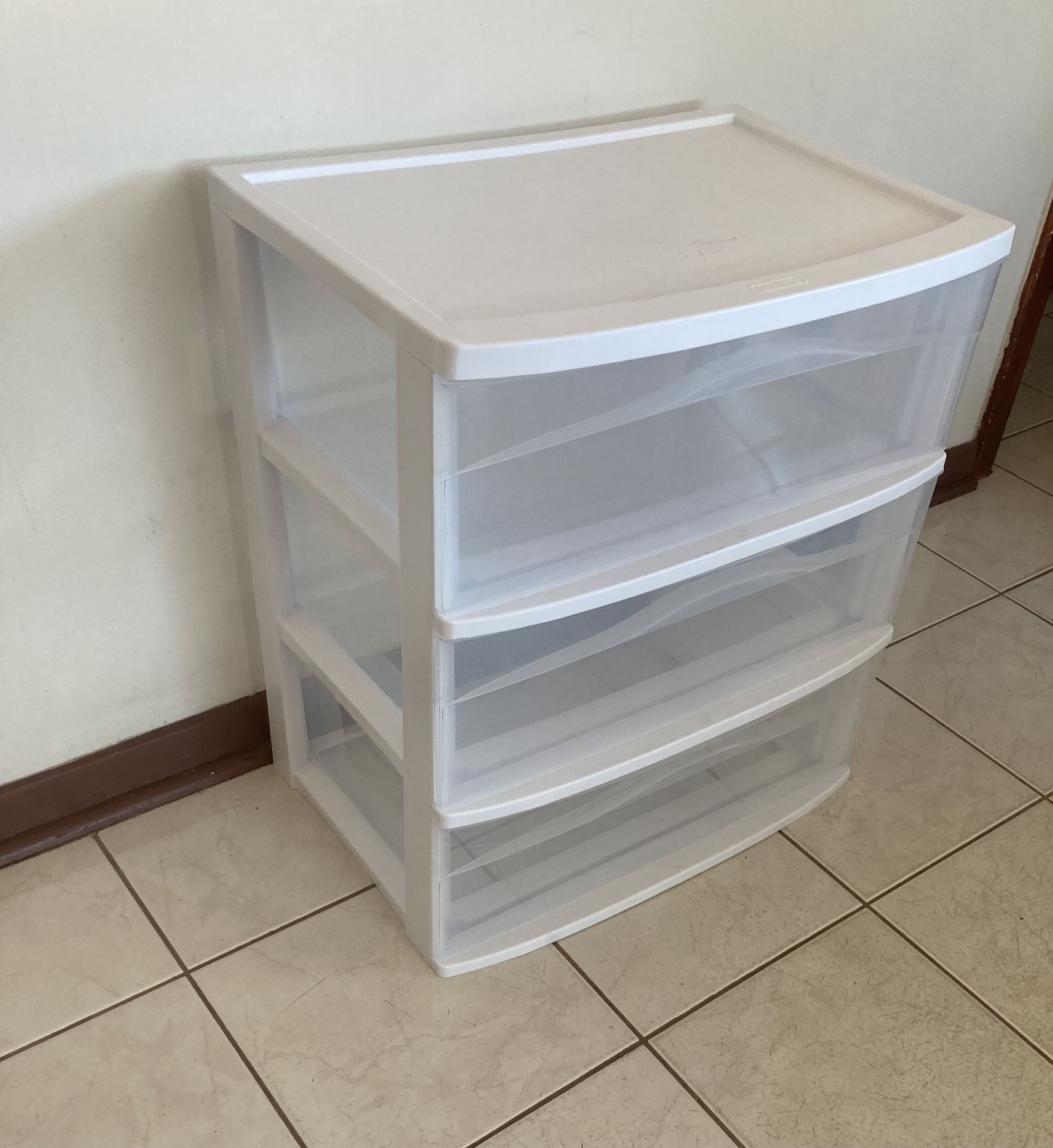 3 Drawer Wide White Storage Unit 