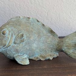 Green and Gold Wooden Decorative Fish
