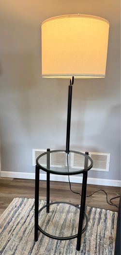 Glass Top Floor Lamp with Table