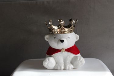 White Polar Bear Figurine with Crown