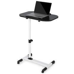 Mobile Laptop Desk 360° Rotatable Panel Adjustable Height Desk Rolling Cart Ergonomic Table with Wheels for Home Office School, Black