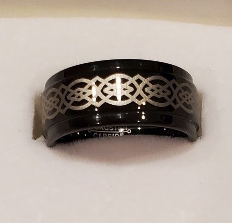 Tungsten Carbide Ring Band. Black And Gold. Size 6.5