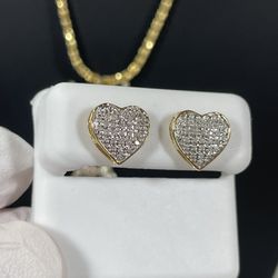10k .15CTW Diamond Heart Earrings