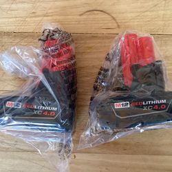 2 Milwaukee M12 Batteries XC4.0.  NEW From Combo Kits.