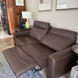 Leather Reclining Love Seat Sofa