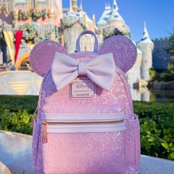 Loungefly Disney Minnie Cotton Candy Sequin Backpack
