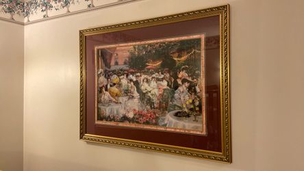 Framed Victorian Garden Party Print