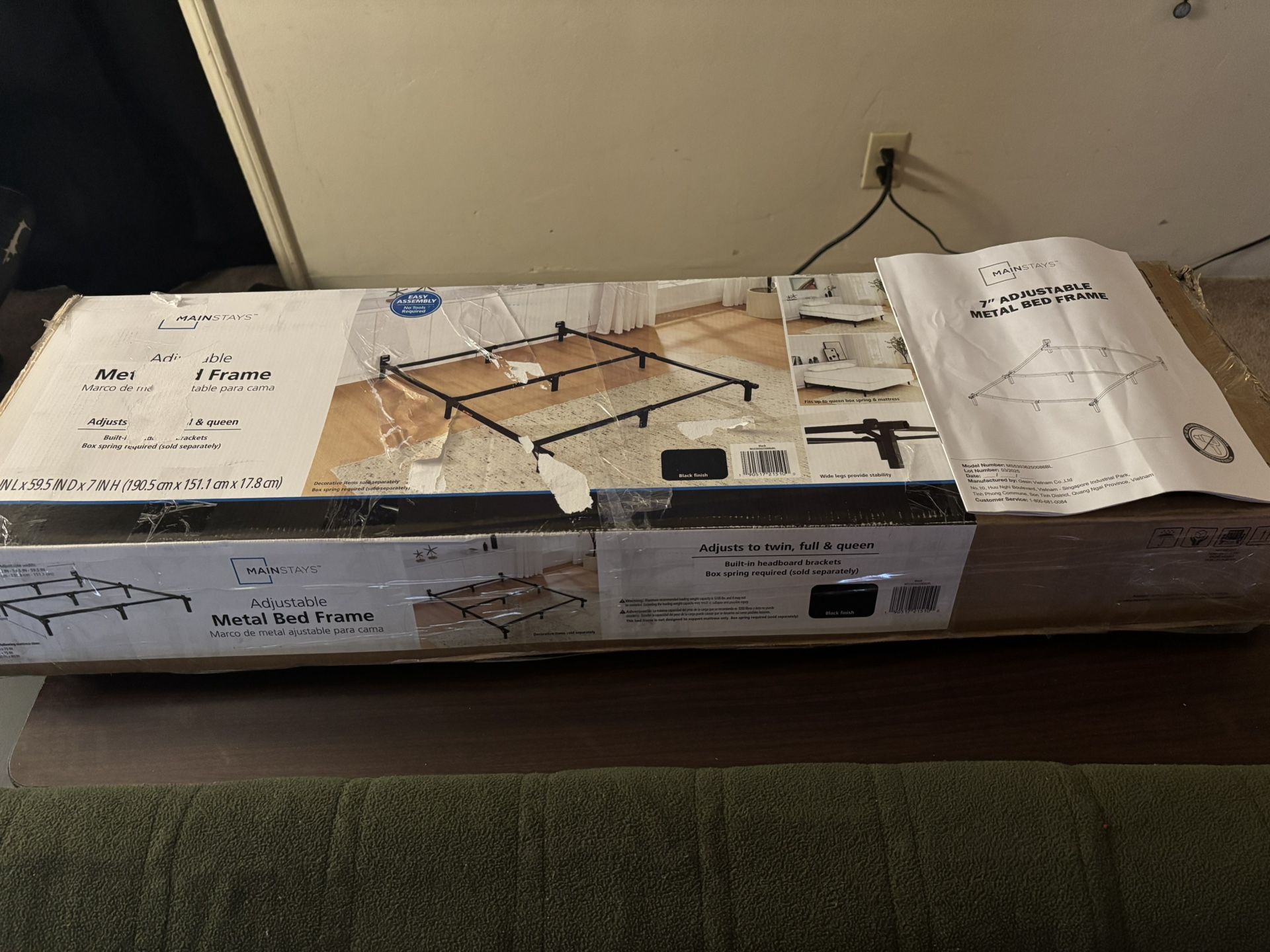 Mainstays Adjustable Bed frame Twin, full, Queen