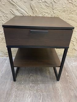 ONE Modern Dark Wood & Metal Nightstand - Delivery Available for a Fee - See My Other Items😎