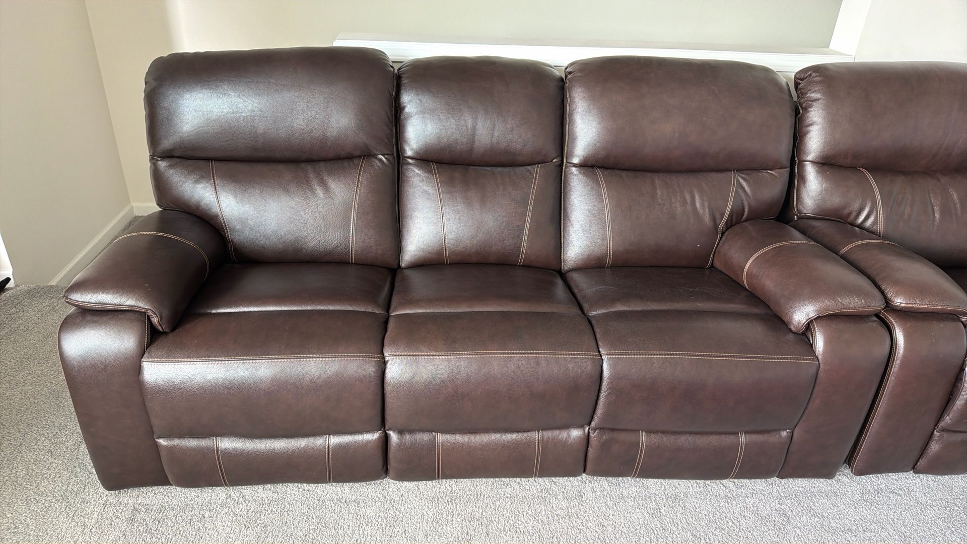 Brown Leather Recliner Sofa – 3 Seater (Set of 2)