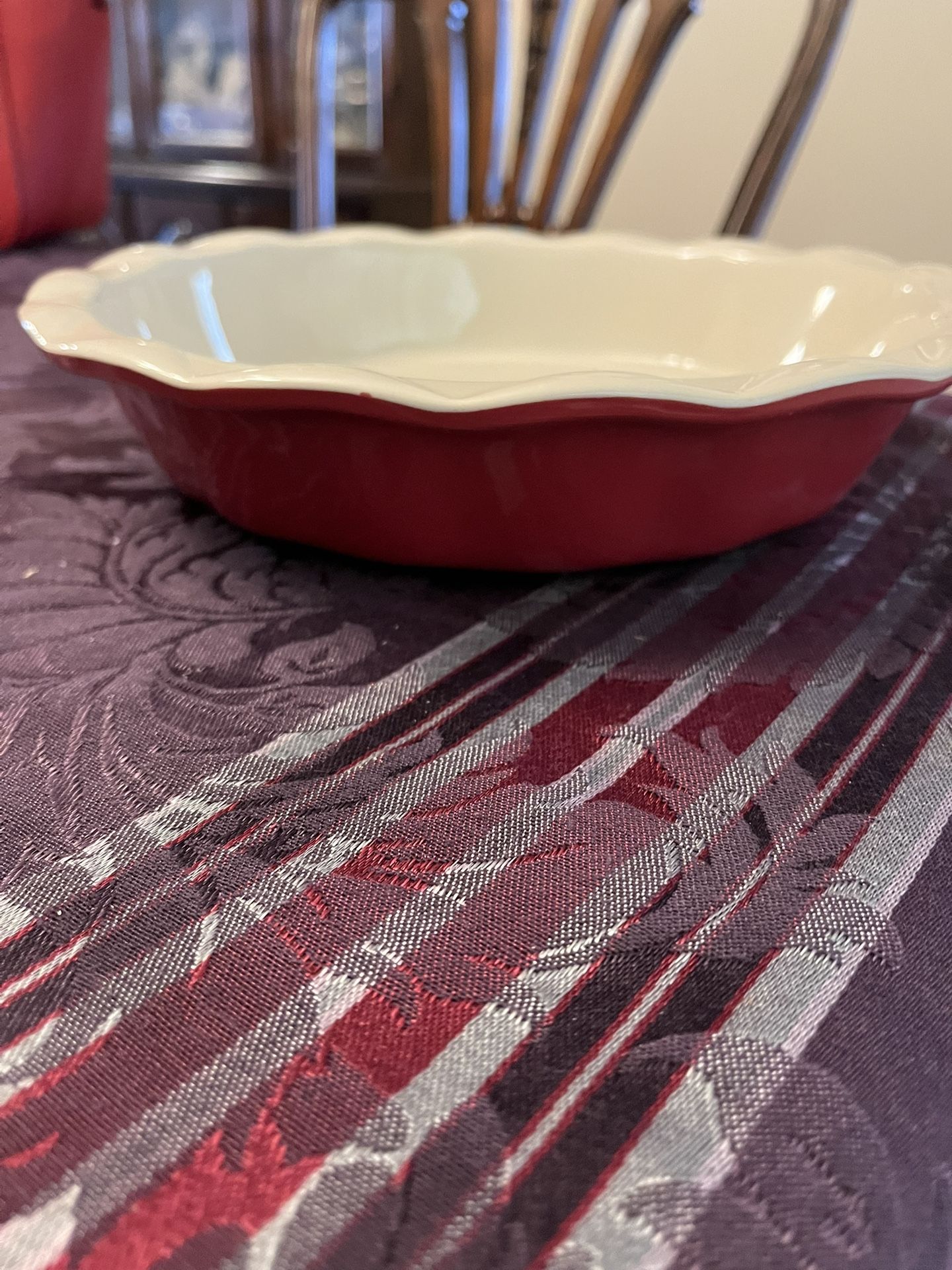 Beautiful Red Stoneware Pie Dish