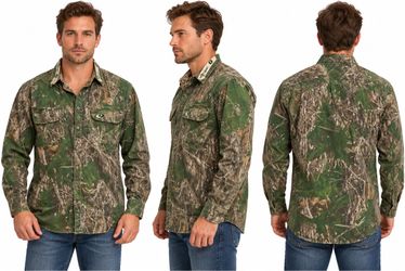 Mossy Oak Men’s Long Sleeve Camo Hunting Shirt – Button Down (size M)