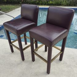 Bar Stools Counter Stool Set Of 2 High Back Brown Leather Chair Christopher Knight Kitchen Counter Chairs