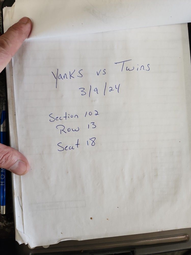 Yankee vs Twins 3/9 Ticket