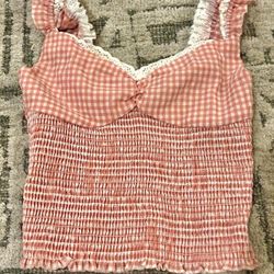 Pink and white gingham tank top #gingham