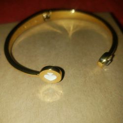 Women's Kate Spade Goldtone Crystal White Spade Cuff Bracelet