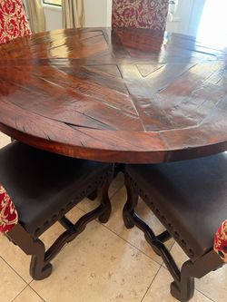 Solid Wood Dining Table With 6 Chairs