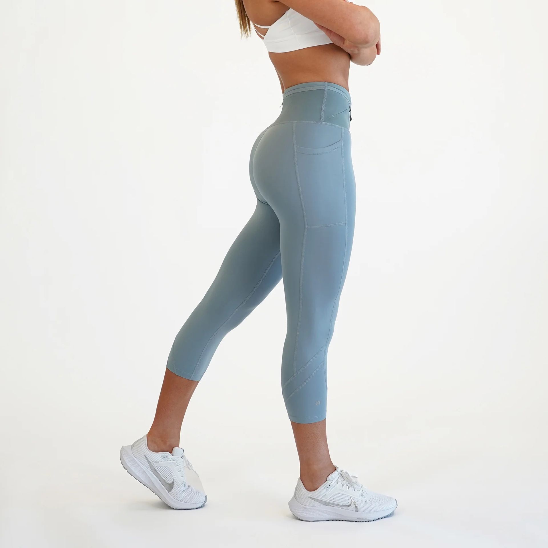 FlipBelt Air mid-weight crop leggings in stormy blue size S small gym running