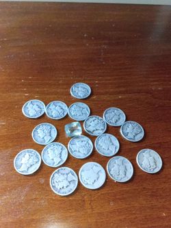 Silver mercury dimes & aqua marine stone