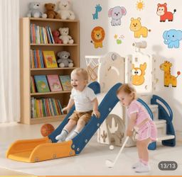 ✨️Brand new✨️Toddler All-in-One Indoor/Outdoor Playground Slide and Basketball Hoop Set