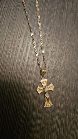 Solid 14k Gold Chain with 10k Gold Jesus Pendant