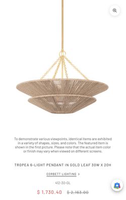 Corbett Lighting Tropea 6-Light Pendant Gold Leaf