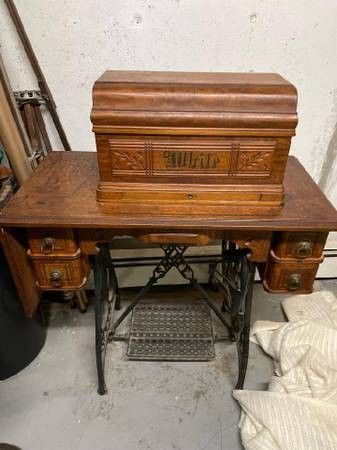 Antique White Sewing Machine -