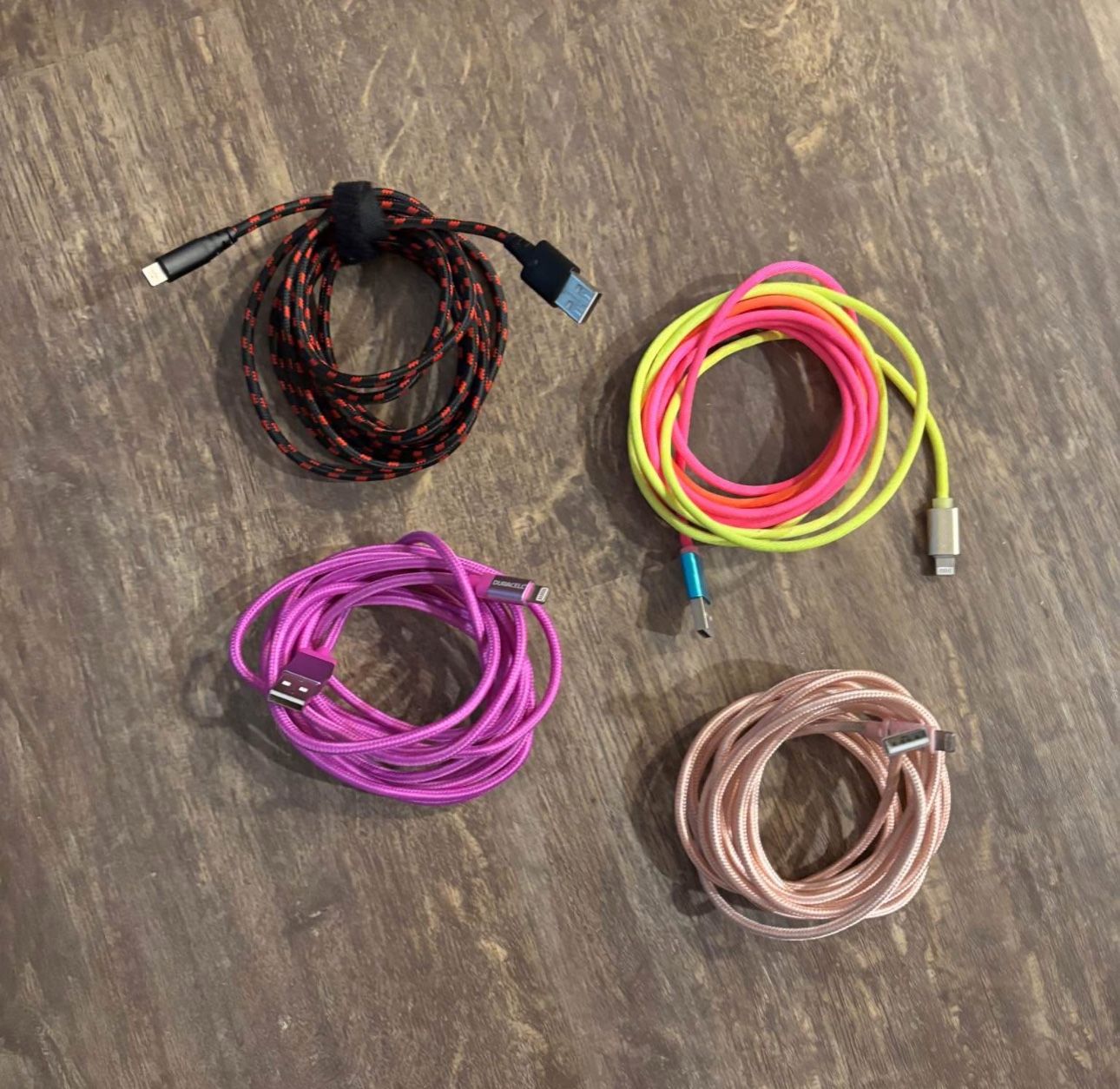 Cords USB-A iphone charging PREOWNED 9-10ft long