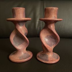 Beautiful Stone Hand Carved Candle Holders - Set of 2