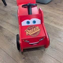 Pottery Barn : Disney Cars Lightning McQueen Wooden RIDE ON TOY