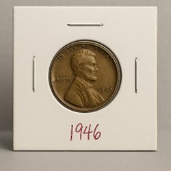 1946 Lincoln Wheat Penny – One Cent – Old U.S. Coin in Holder