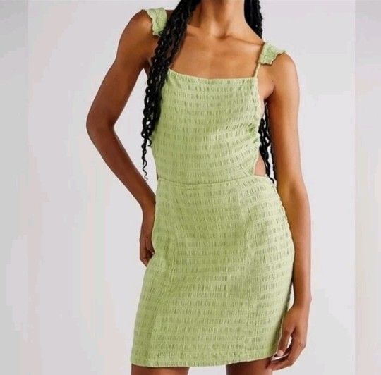Free People Beyond Chic Textured Green Mini Dress Size Xs