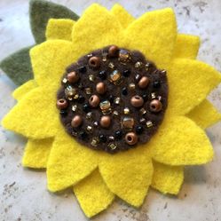 Sunflower Felt Brooch