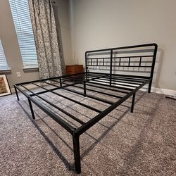 Heavy Dury Metal Platform King Bed Frame with Headboard