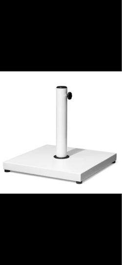 43 lbs. Weighted Cement Concrete and Steel Square Patio Umbrella Base in White for Market Umbrella, Table Umbrella