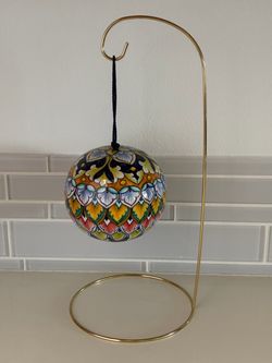 Italian Ceramic Ball Ornament Hand Painted Deruta Style From Italy