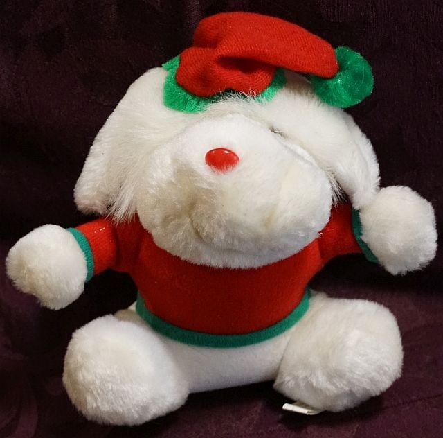 Christmas Puppy With Red Nose Stuffed Toy