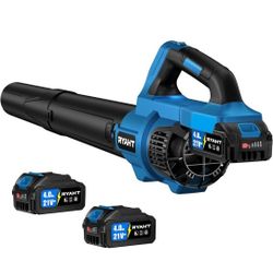 RYAHT Leaf Blower Cordless, 21V Powerful Electric Leaf Blower with 2 X 4.0Ah Batteries and Charger, 2 Speed Modes, Handheld Lightweight Leaf Blowers f