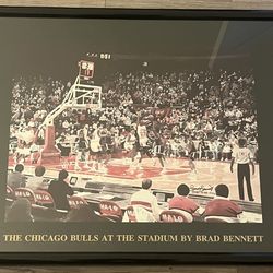 Chicago Bulls At The Stadium 1991 Signed Brad Bennett Michael Jordan Framed Poster