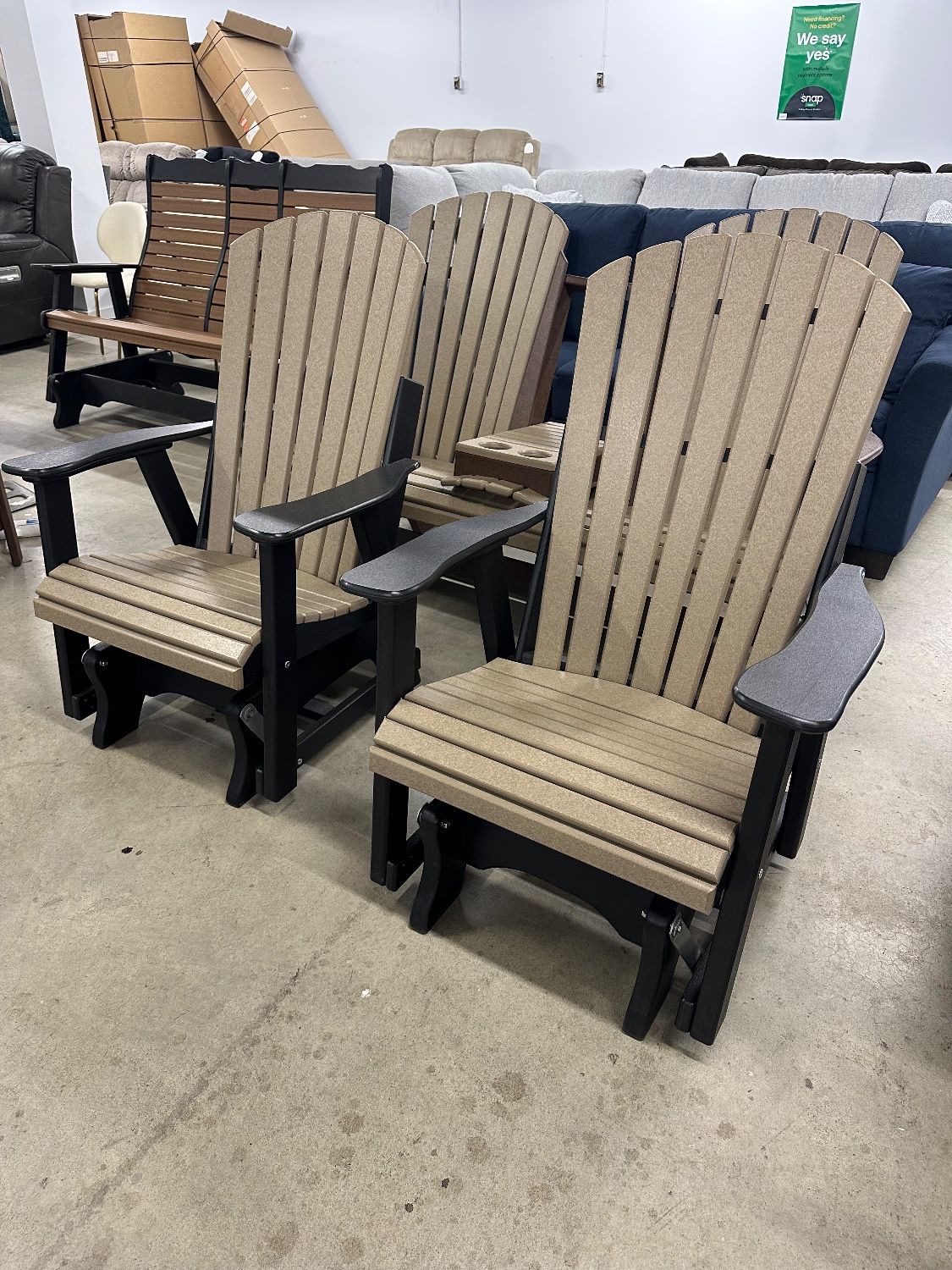 Amish Polywood Outdoor Glider Set w/ Removable Table Insert - Delivery and Financing Available!
