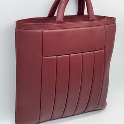 DUNHILL LAMBSKIN RED / BURGUNDY LARGE TOTE BAG HANDBAG MINT 100% GENUINE ~$4000