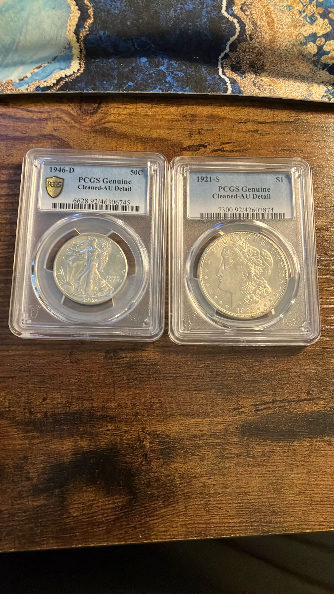 1921-S Morgan Silver Dollar & 1946-D Walking Liberty Half Dollar