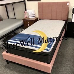 Twin Size Bed Frame With Pillow Top Mattress Included 